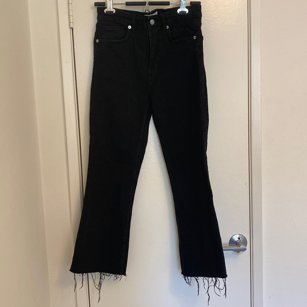 Zara cropped flare black jeans